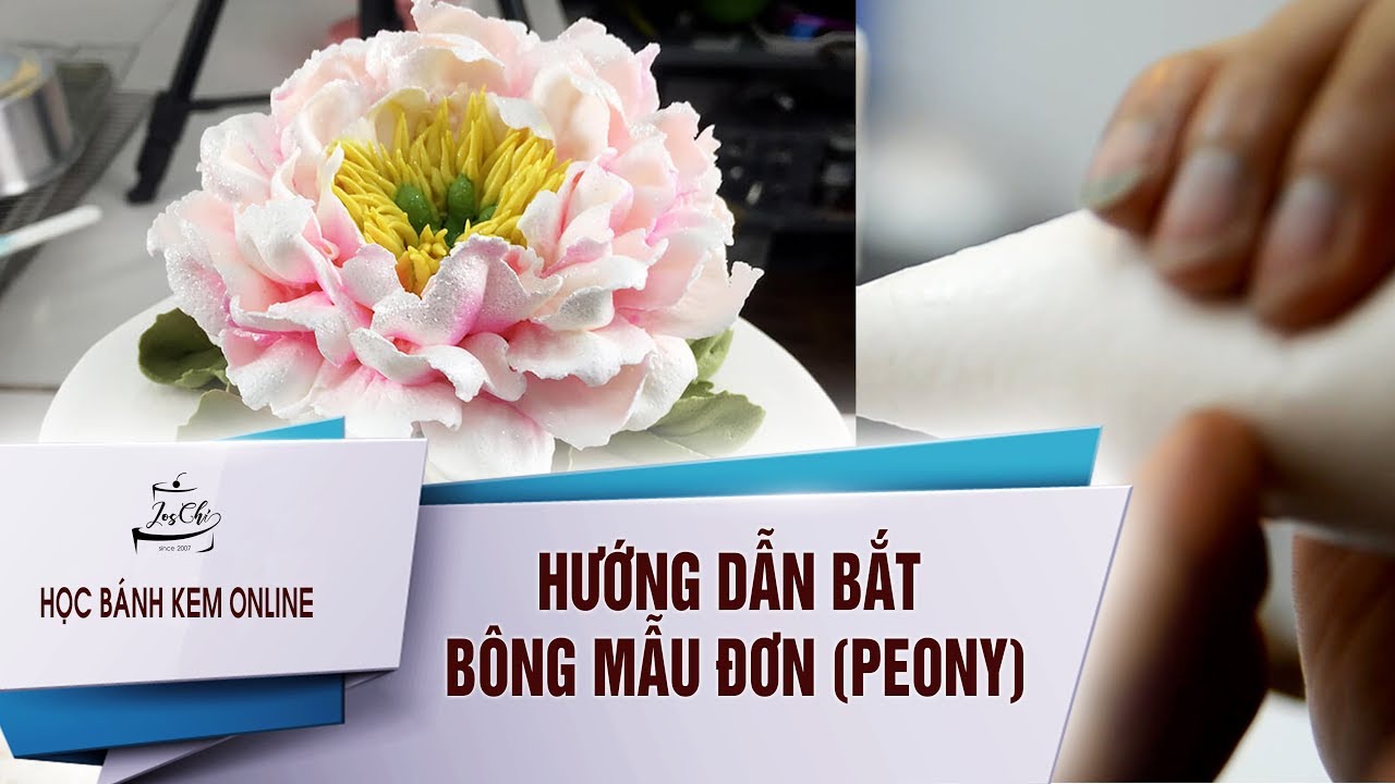 [Học bánh kem Online] Cách bắt bông mẫu đơn (Peony) bằng kem Topping/