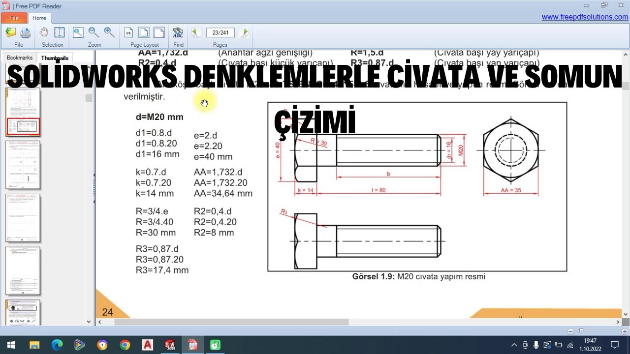 SOLİDWORKS DENKLEMLERLE CİVATA VE SOMUN ÇİZİMİ(AMPİRİK FORMÜLLERİ KULLANARAK) #solidworks