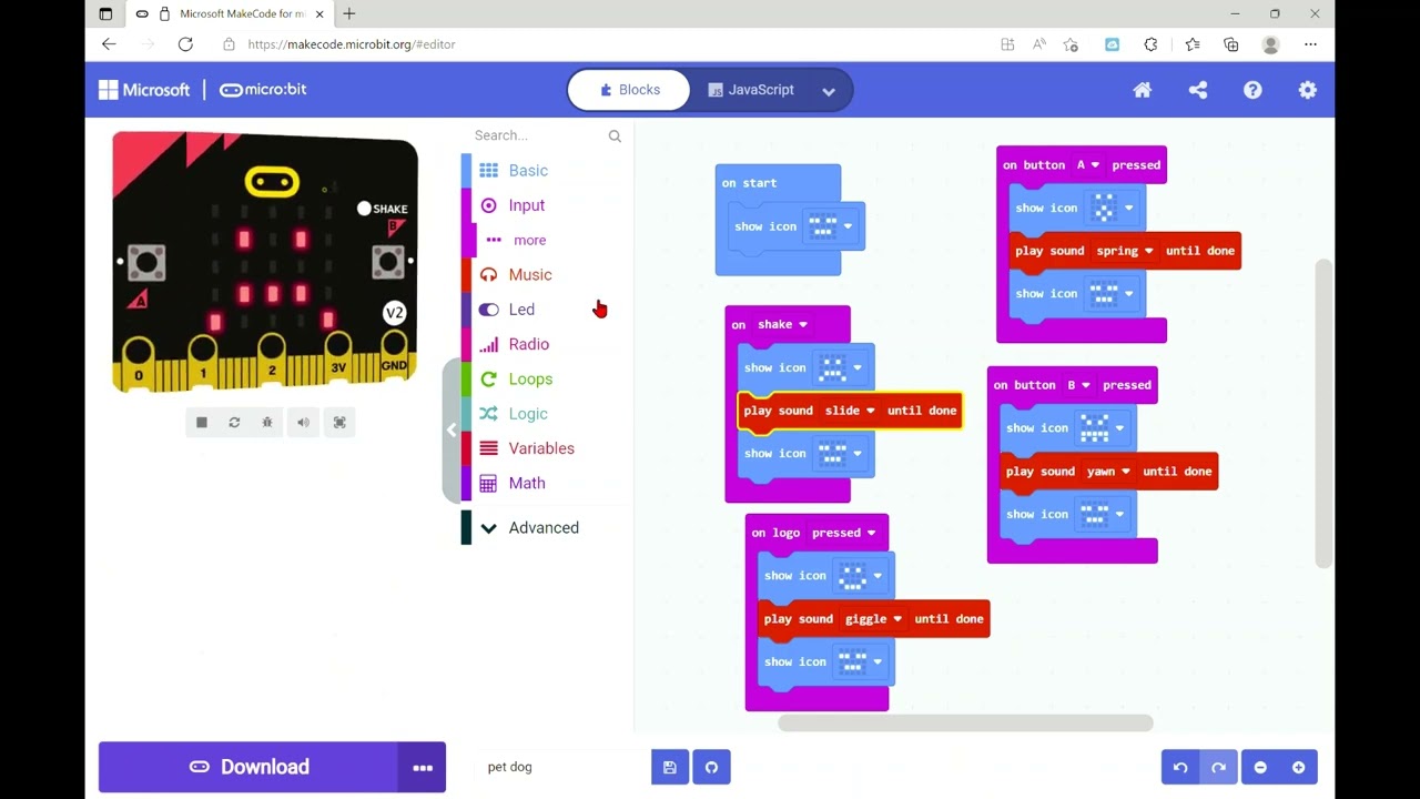 make a pet dog on microbit!