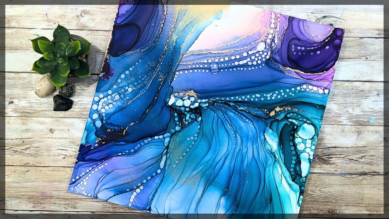 Relaxing Abstract Art Painting - Alcohol Ink Flowy Lines