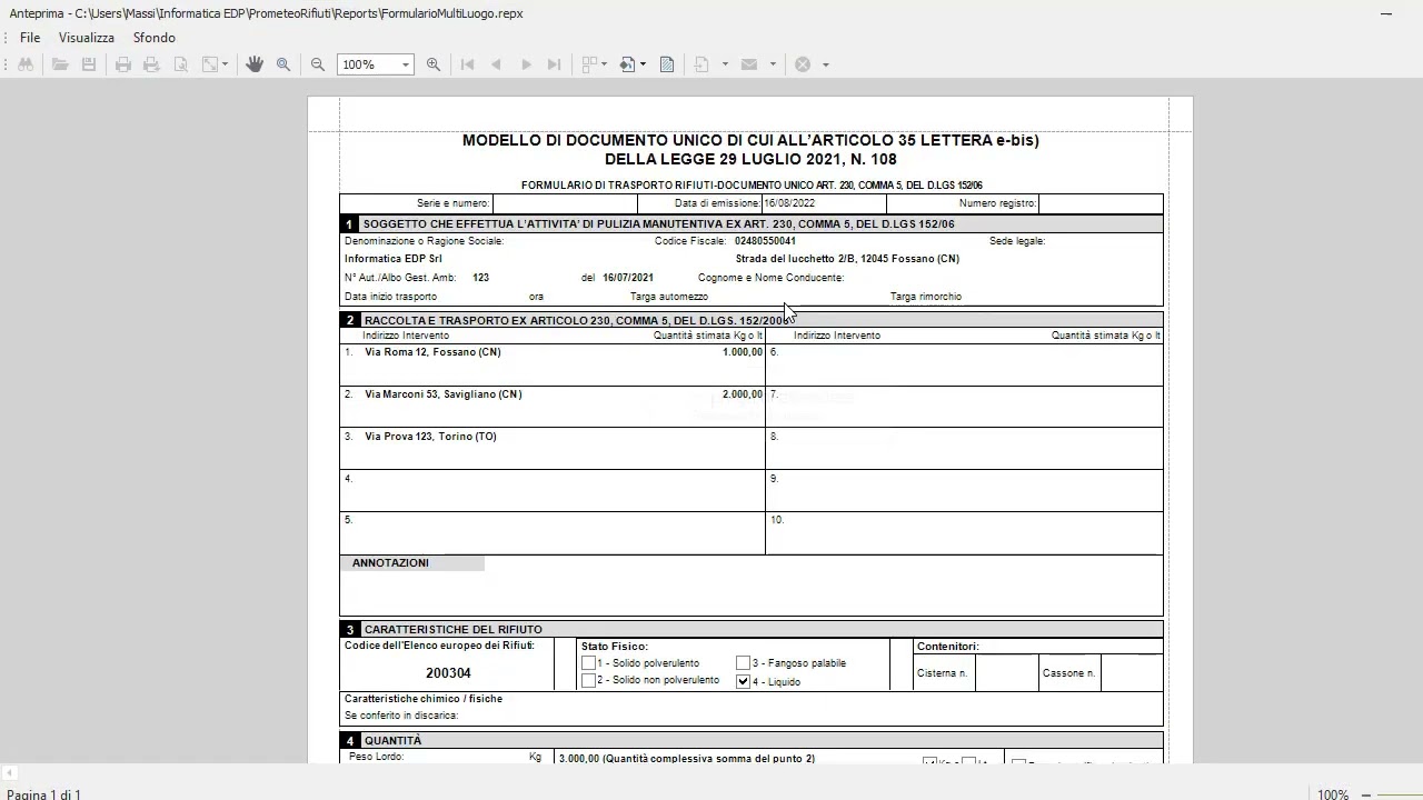 Spurghista con deposito temporaneo presso la propria sede - Software PrometeoRifiuti