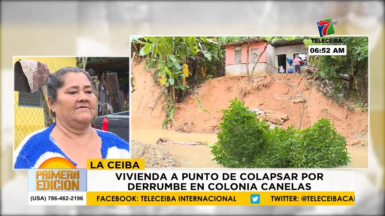 Vivienda a punto de colapsar por derrumbe en colonia Canelas de La Ceiba