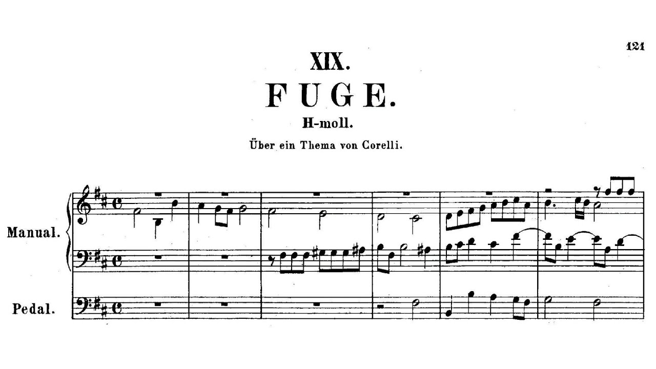 Fugue in B Minor Based On a Theme by Corelli BWV 579 By Johann Sebastian Bach (with Score)