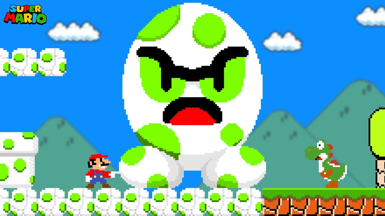 Super Mario Bros., but everything Mario touches turns to Yoshi Eggs!
