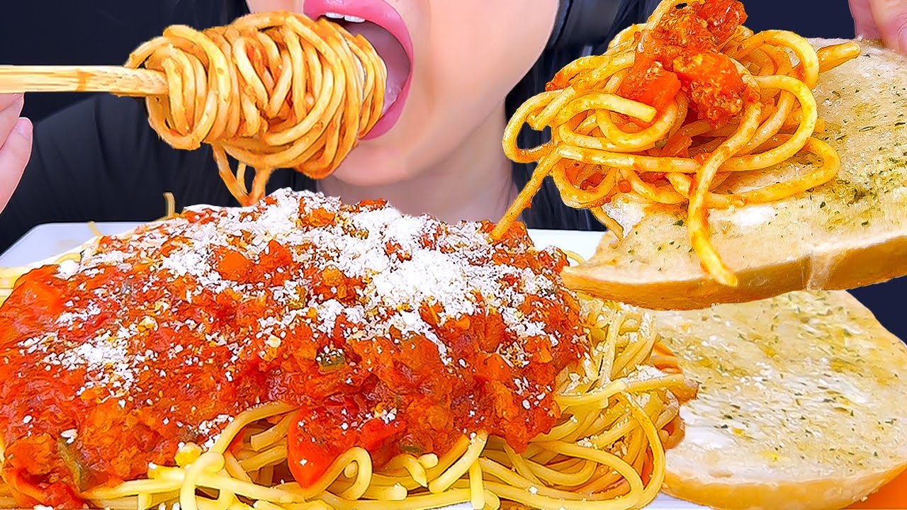 ASMR SPAGHETTI PASTA & GARLIC BUTTER TOAST | ASMR Phan