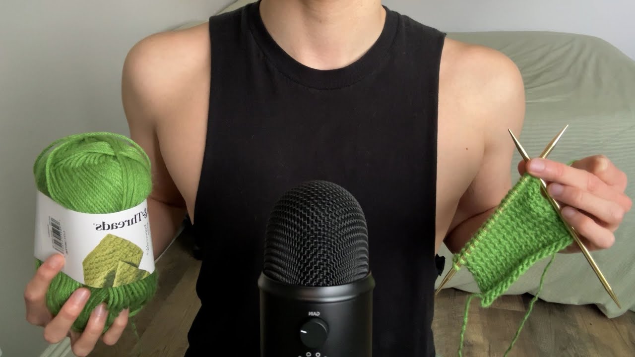 ASMR | Knit with me for the first time (Whispers, inaudible, and fabric sounds)