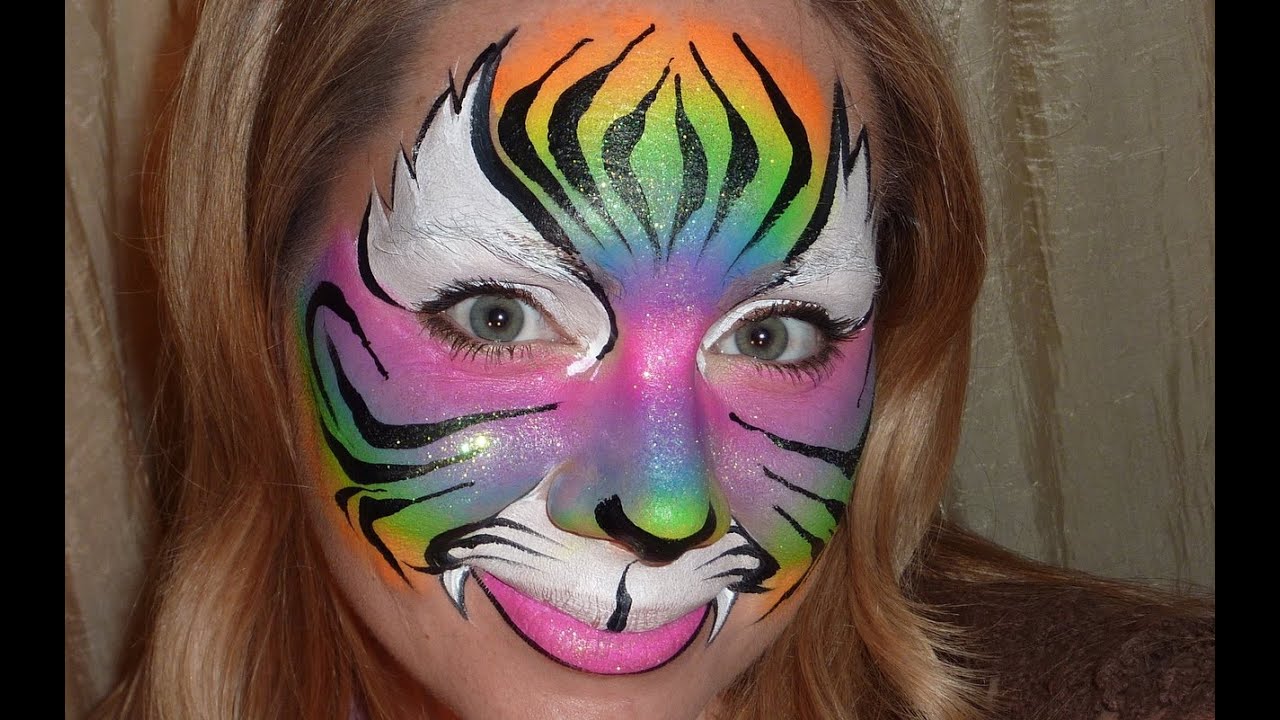 Rainbow Tiger Face Painting