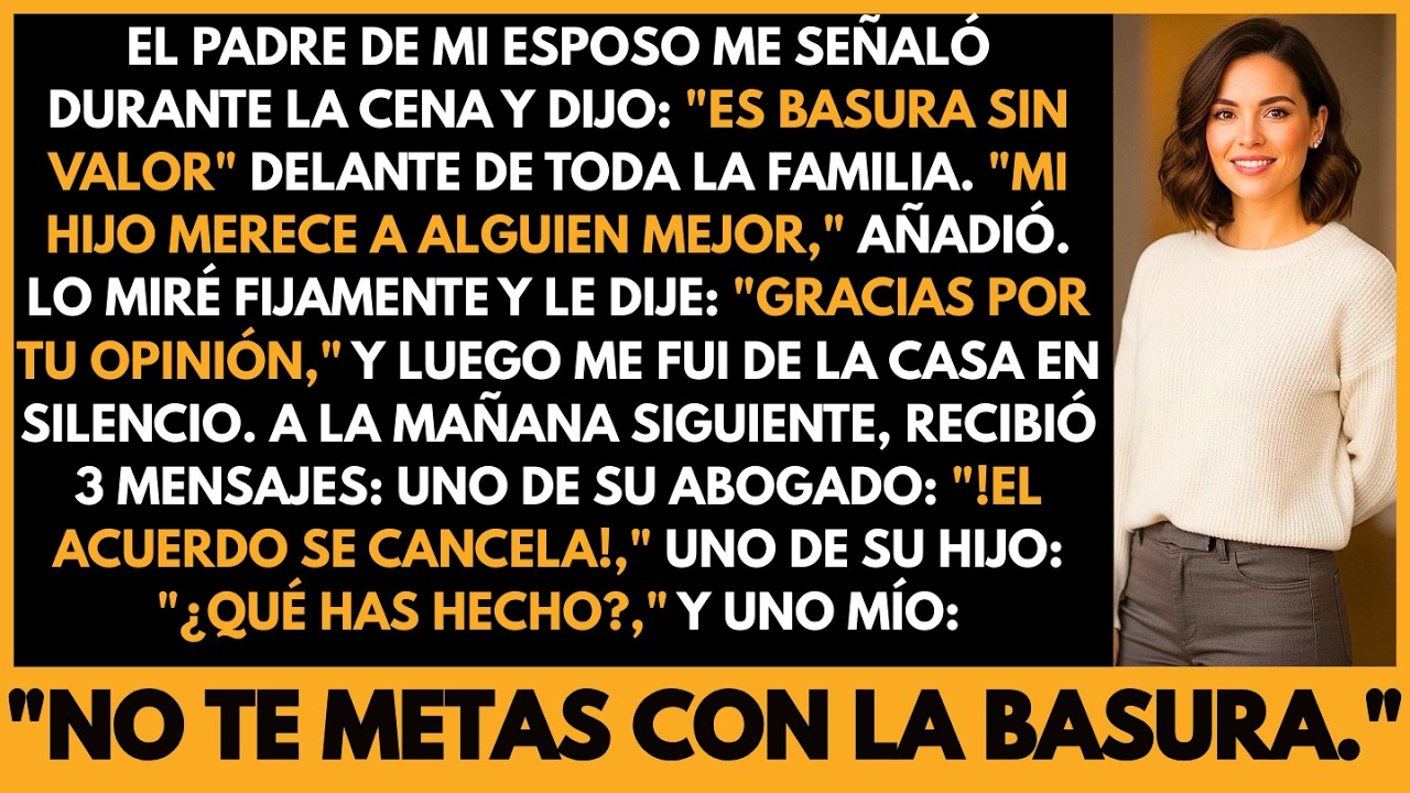 Mi Suegro Se Burló de Mí en la Cena, Llamándome Basura—Pero a la Mañana Siguiente Recibió 3 Me