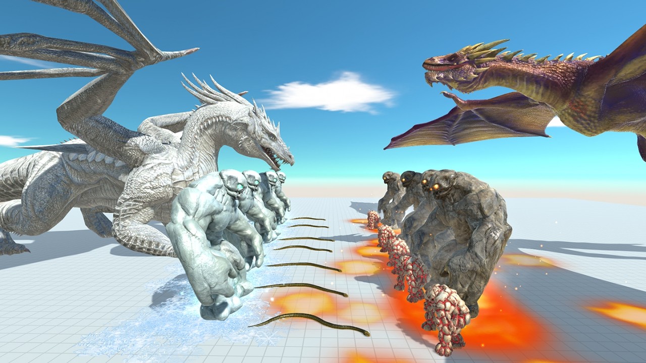 Animal Battle Ice Dragon VS Fire Dragon in Animal Revolt Battle Simulator ARBS