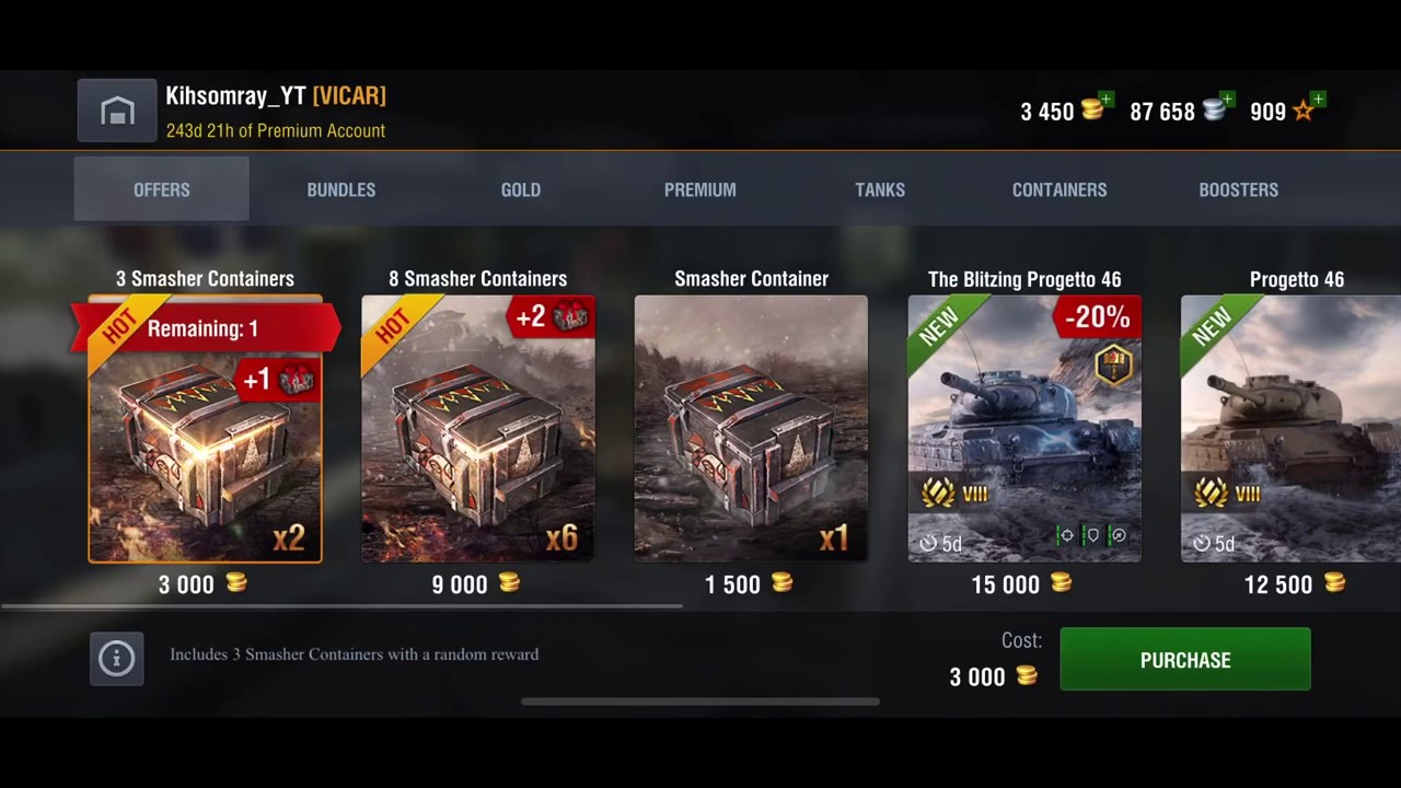 Opening 3 Smasher Containers | World of Tanks Blitz