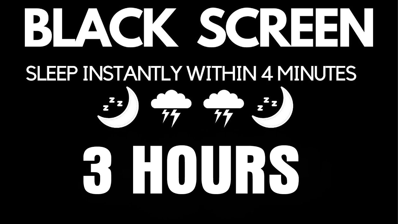 Night Rain & Thunderstorm Sounds | Sleep Fast | Dark Screen