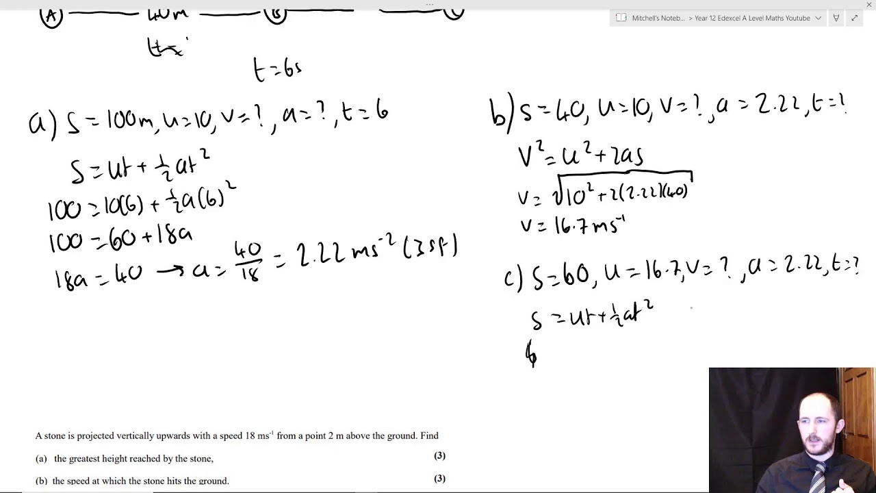 A Level Maths Tuition Lesson 22 Mechanics: SUVAT Exam Practice!