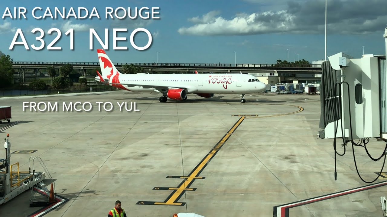 Air Canada Rouge A321 pushback and takeoff from Orlando international airport (MCO) (kmco)