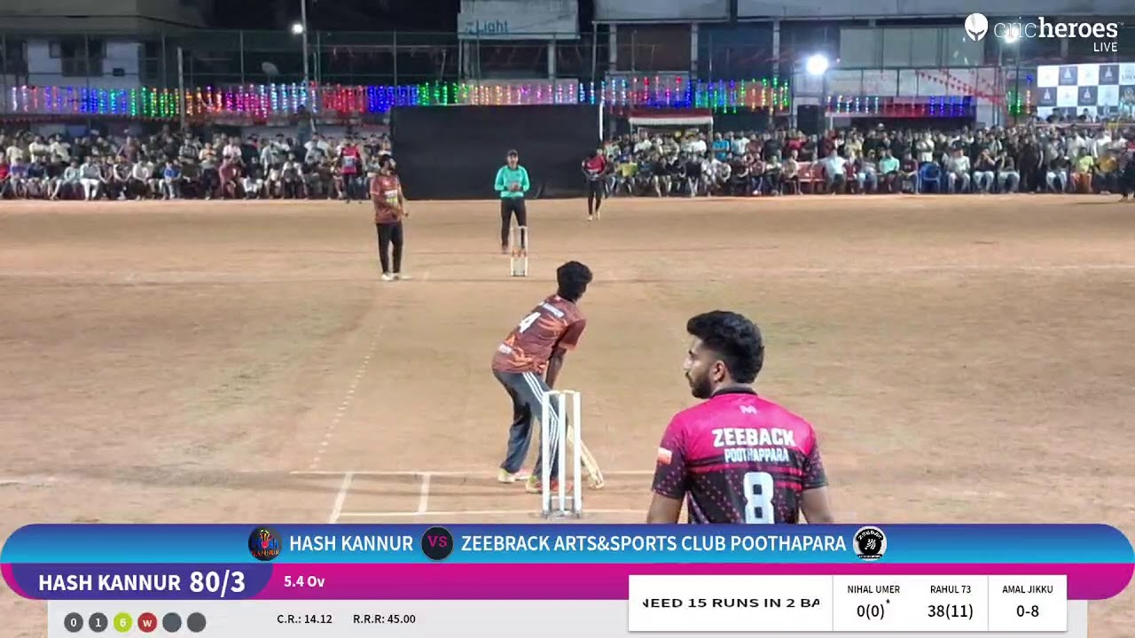 ZEEBRACK ARTS&SPORTS CLUB POOTHAPARA vs HASH KANNUR live cricket match | JANASHAKTHI 15TH GOLDEN CU