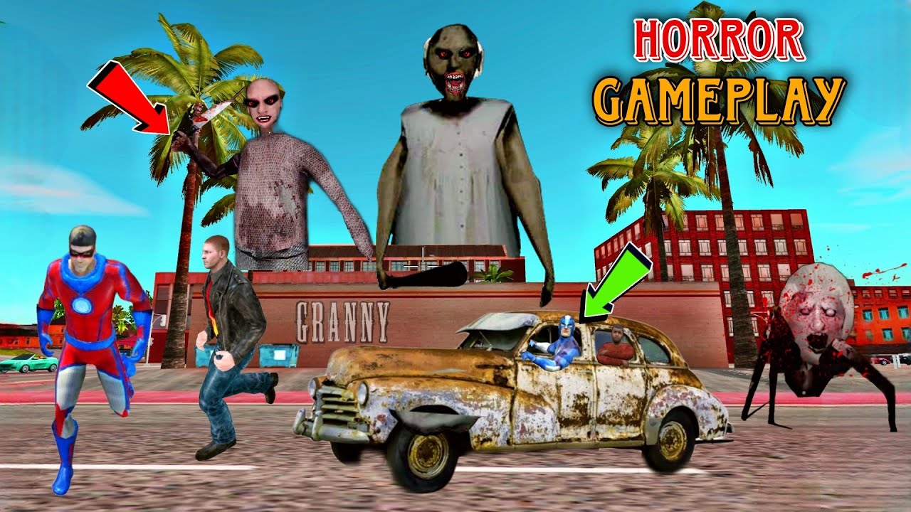 Rope Hero Stealing Granny Car | Granny Sewer Car escape | New update Granny | Rope Hero Vice Town
