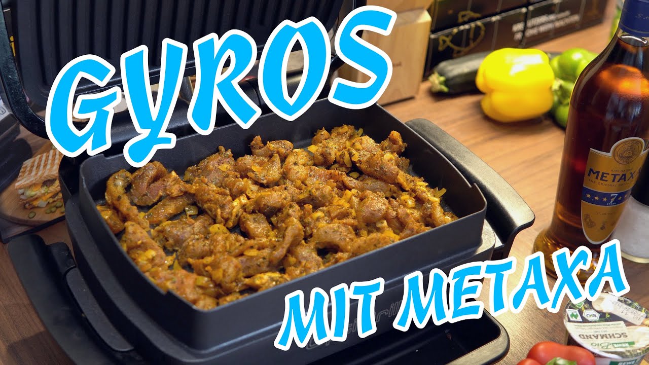 Gyros in Metaxa-Soße überbacken in der OptiGrill Backschale