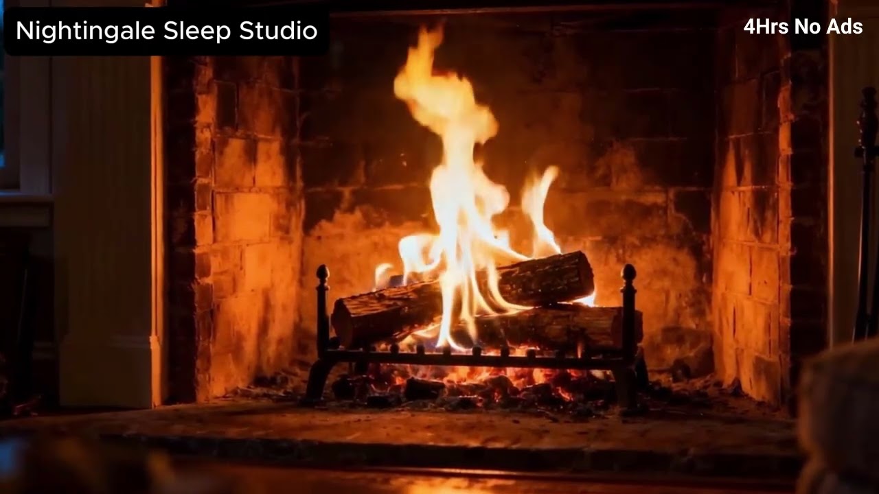 Cozy Fireplace Ambience 🔥 4 Hours | Crackling Fire Sounds | No Ads