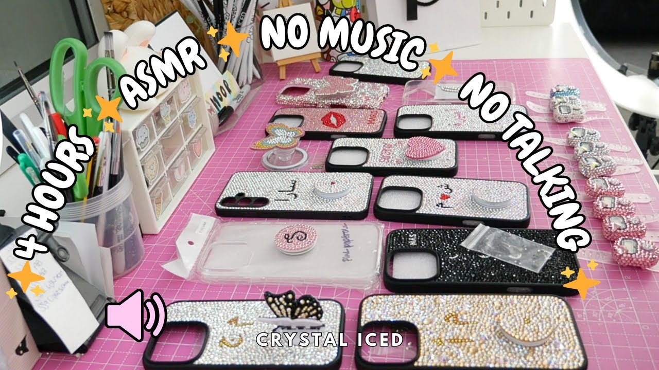 ✨ 4 hours ✨ asmr packing compilation 💎 no talking, no music, small crystal phone case bling business