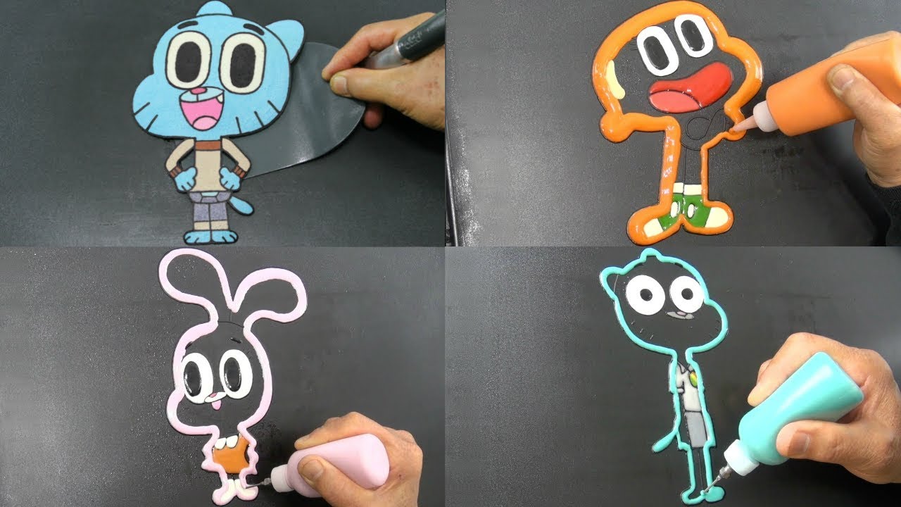 The Amazing World of Gumball Pancake Art - Gumball, Darwin, Anais, Nicole | Coloring and Drawing
