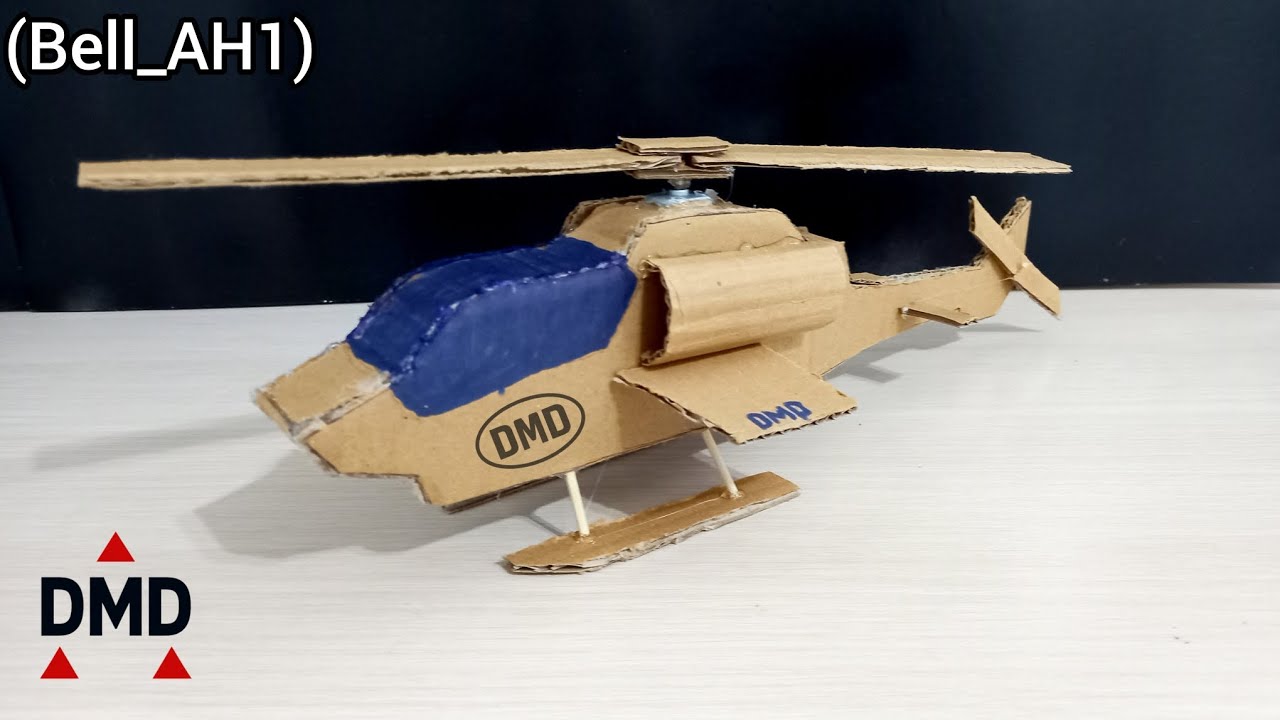 How to make a simple helicopter at home using cardboard — Bell IH-1.