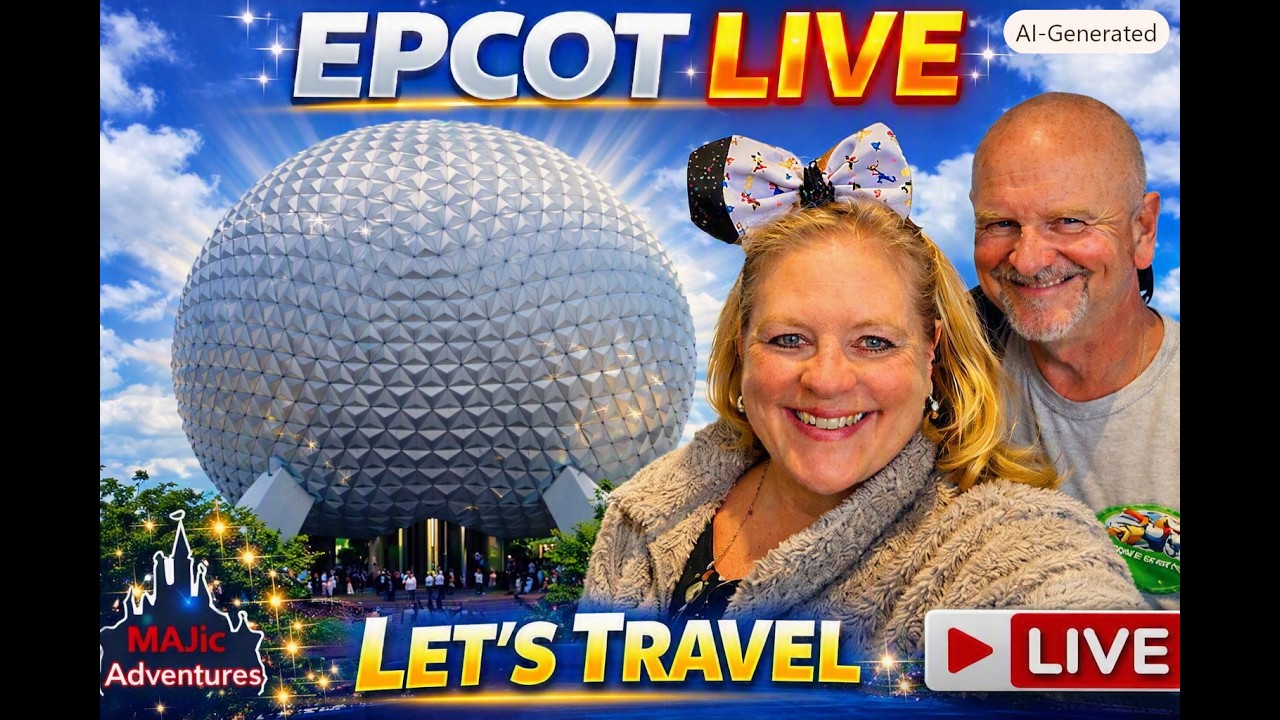 EPCOT LIVE 🔴   Spaceship Earth Tour + World Showcase Food Adventure