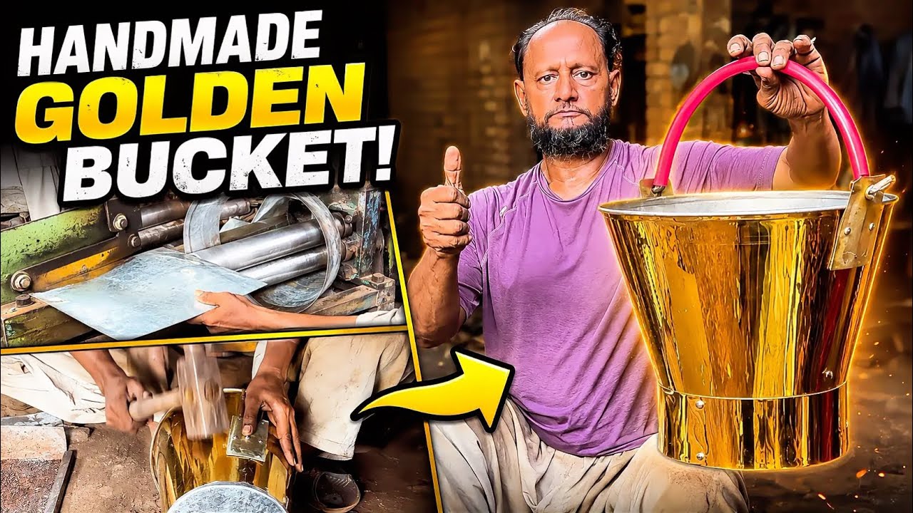 Handmade Golden Bucket from Waste Metal | Satisfying DIY Metal Working Process