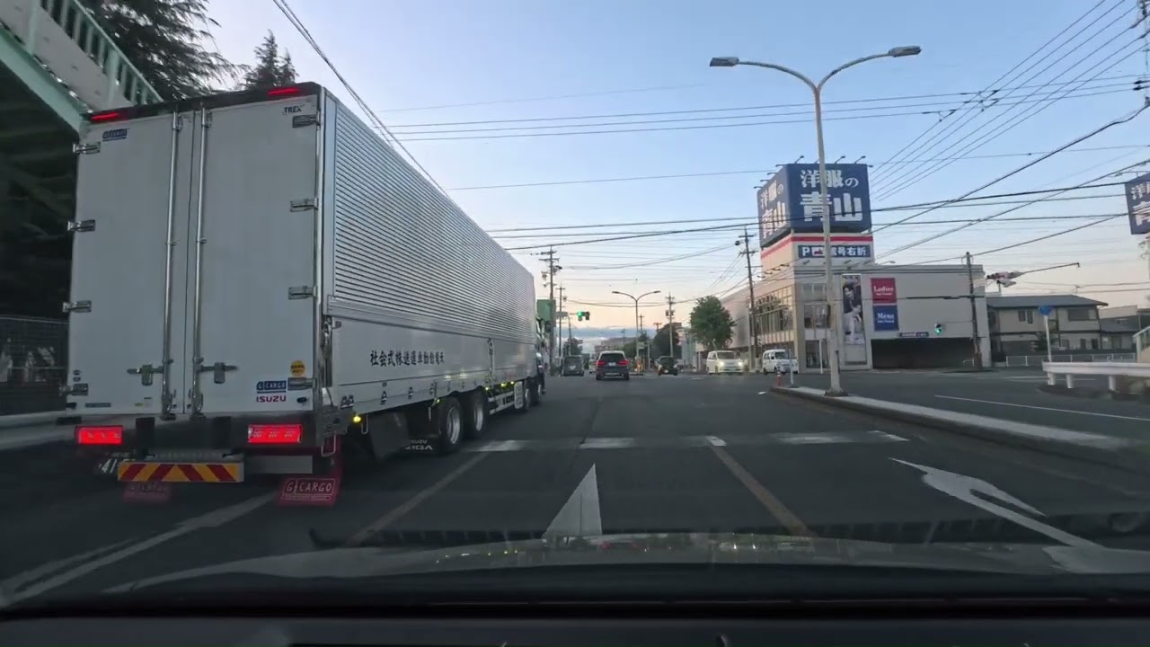 早朝の浜松市内をドライブ　三方原から浜松駅前まで