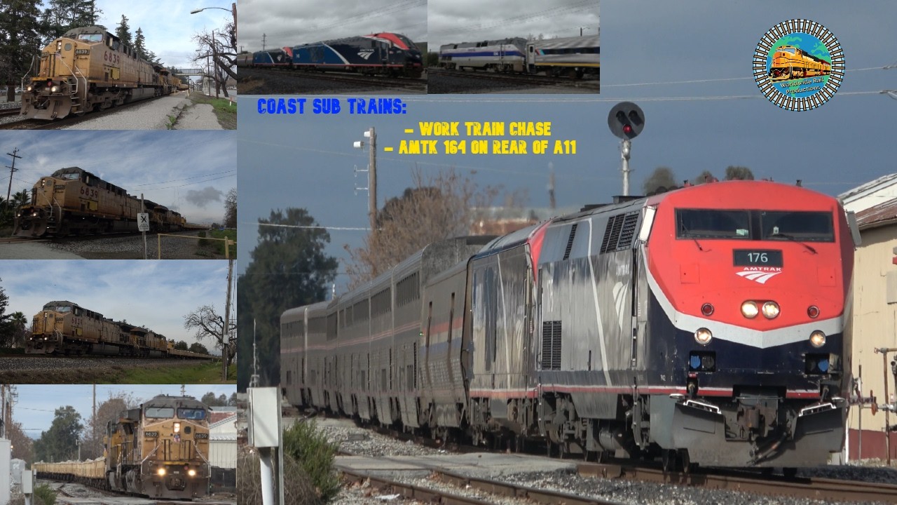 Coast Sub Trains: Work Train Chase and AMTK 164 on Amtrak 11
