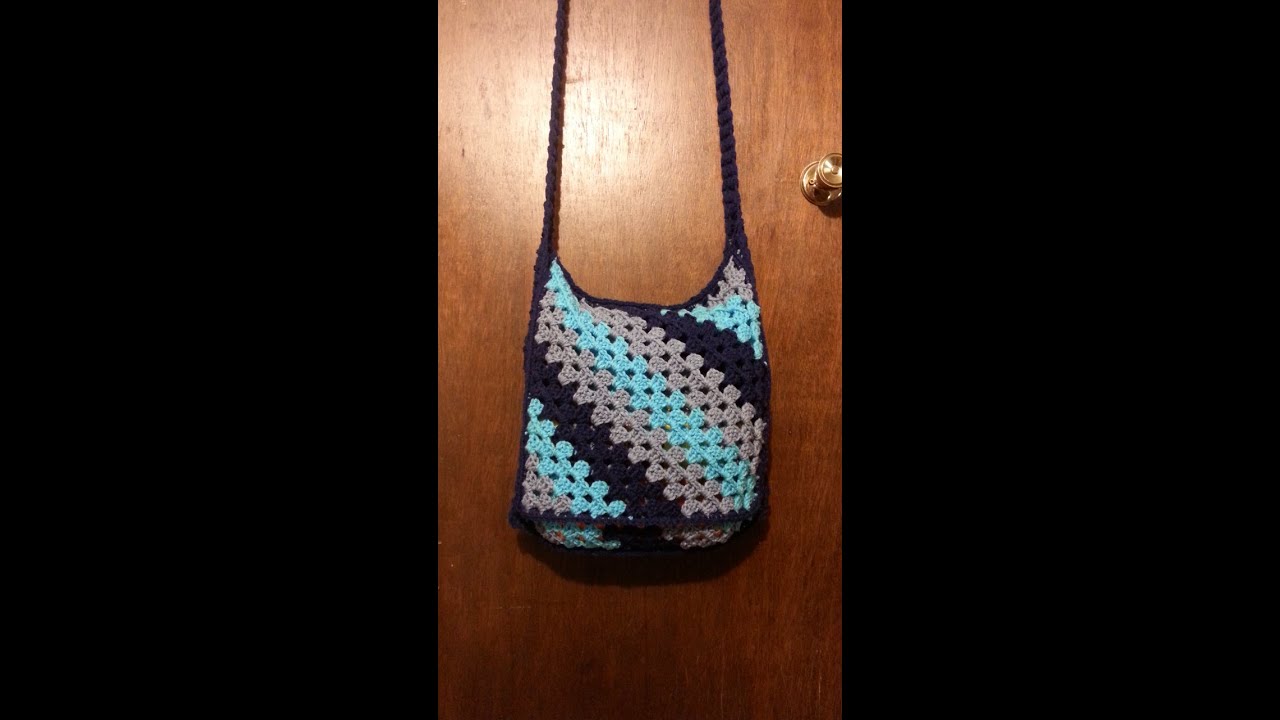 How To Crochet a Bookbag - Blue Striped Bookbag