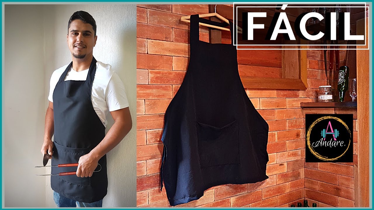 Avental Masculino Churrasco com Bolso (Molde - Corte - Costura)