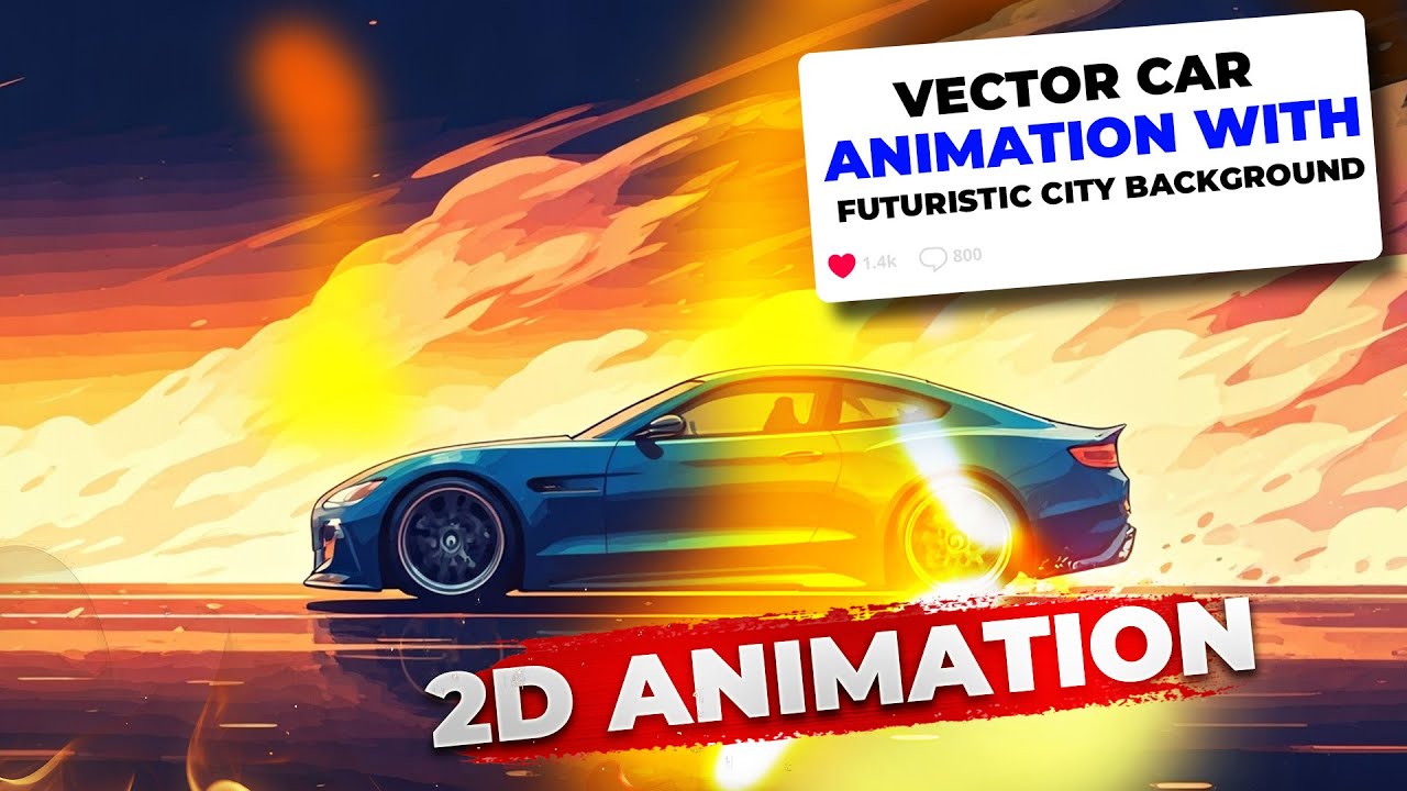 Vector car animation with futuristic city background in Adobe Animate 2025 :  | Vehicle Animation |