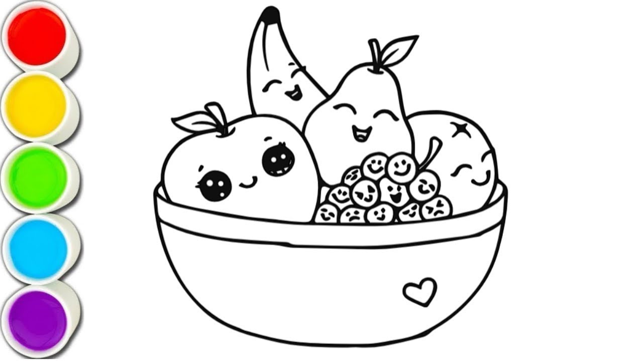 Fruit Basket ￼.Colouring and Painting,For Kids and Toddlers.Galaxy art 
