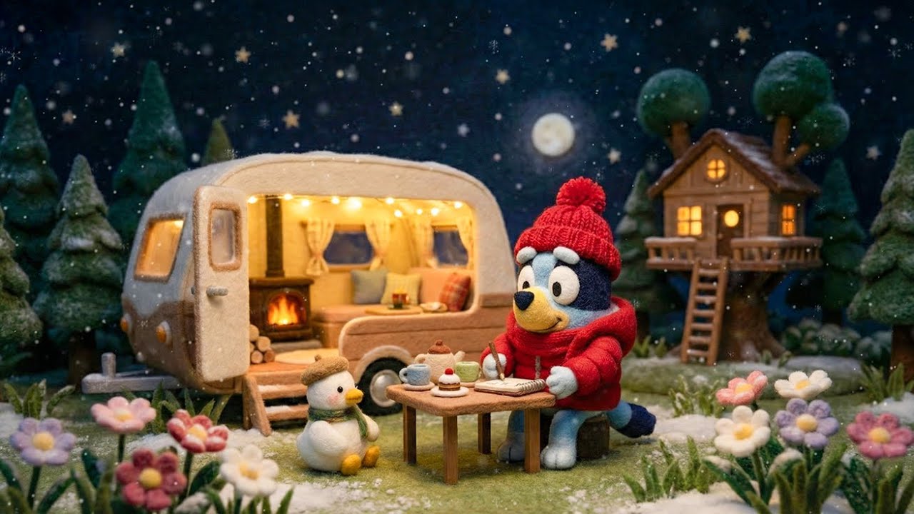 Bluey’s Late Winter Fireplace Night 🔥 Cozy Winter Lo-fi Jazz for Studying, Relaxing & Deep Focus