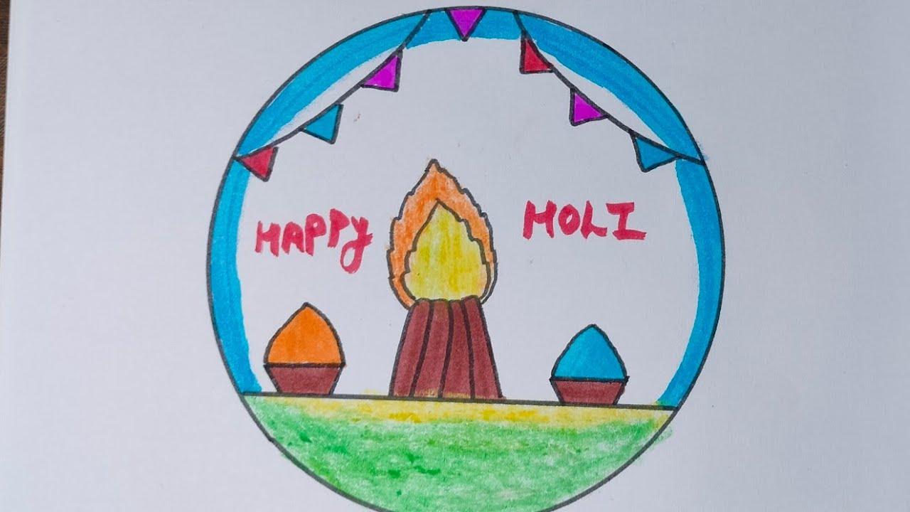 Holi Drawing / Easy Holi Drawing / Holi Drawing Step By Step/ #holidrawing