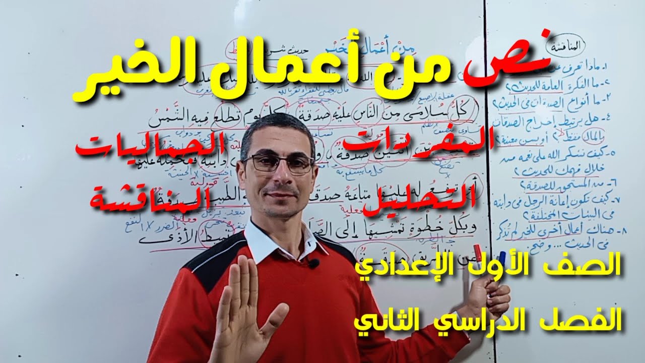شرح نص ( من أعمال الخير ) المفردات،التحليل،الجماليات،المناقشة ـ الصف الأول الإعدادي/ فصل دراسي ثان .