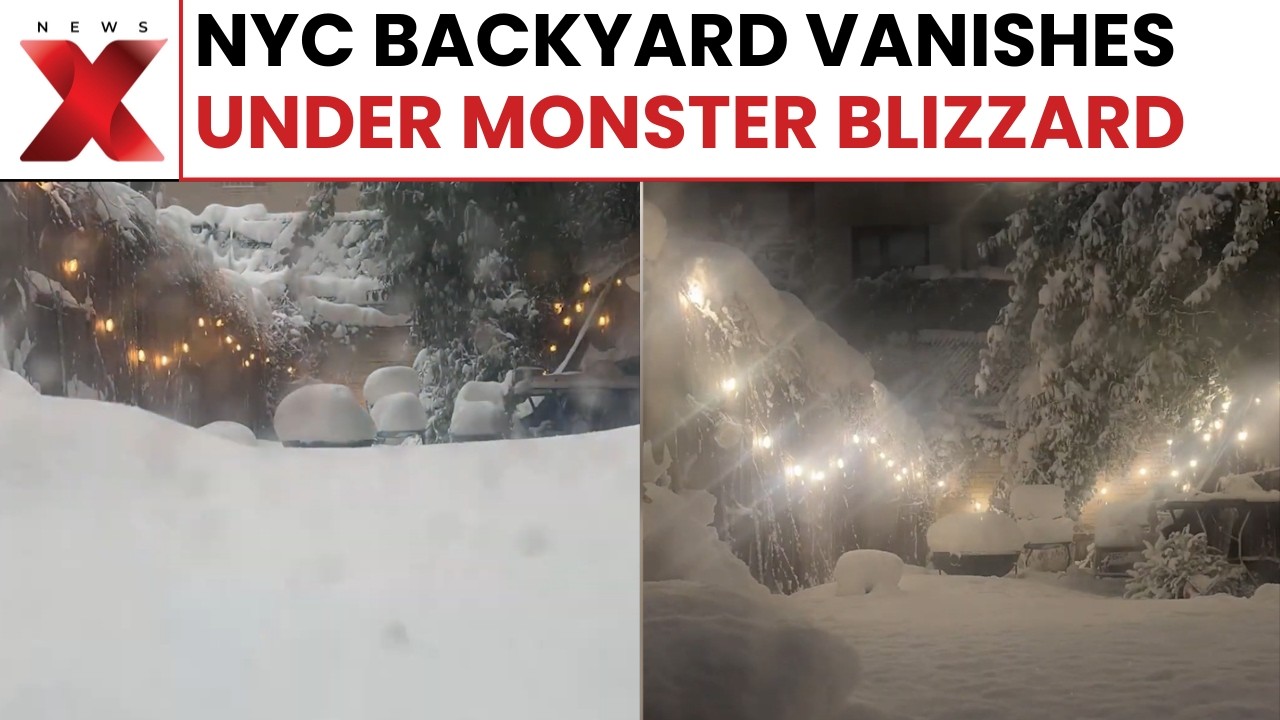 NYC Backyard Buried Alive: Timelapse Captures Blizzard’s Shocking Snow Surge | NewsX