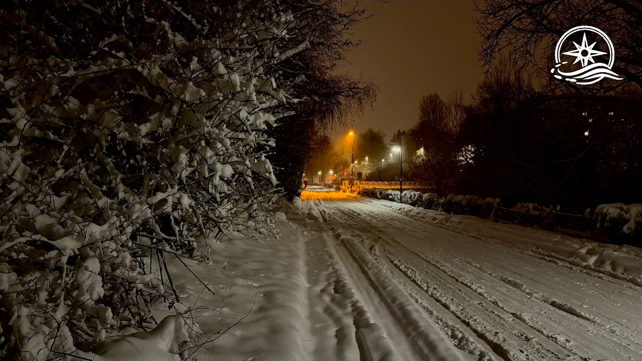 Peaceful Snowy Night Walk in Ljubljana Slovenia | Winter ASMR Ambience
