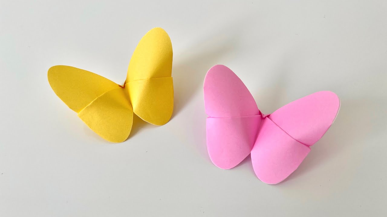 【折り紙】超簡単！立体 蝶の折り方 Easy  Origami How to make 3D Butterfly ちょうちょ 蝶々 折纸 蝴蝶 종이접기 나비 fj&auml;ril Schmetterling