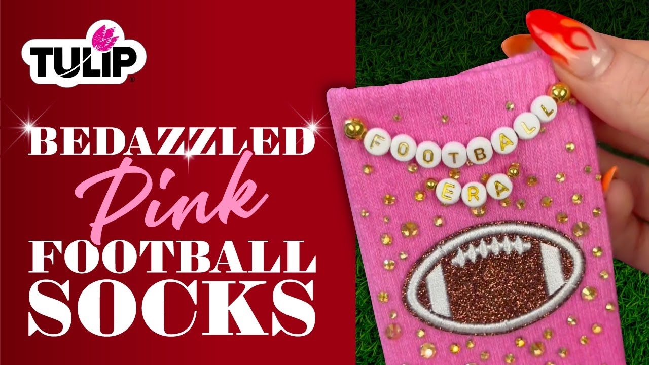 Bedazzled Pink Football Socks with Tulip Fabric Dye Pods