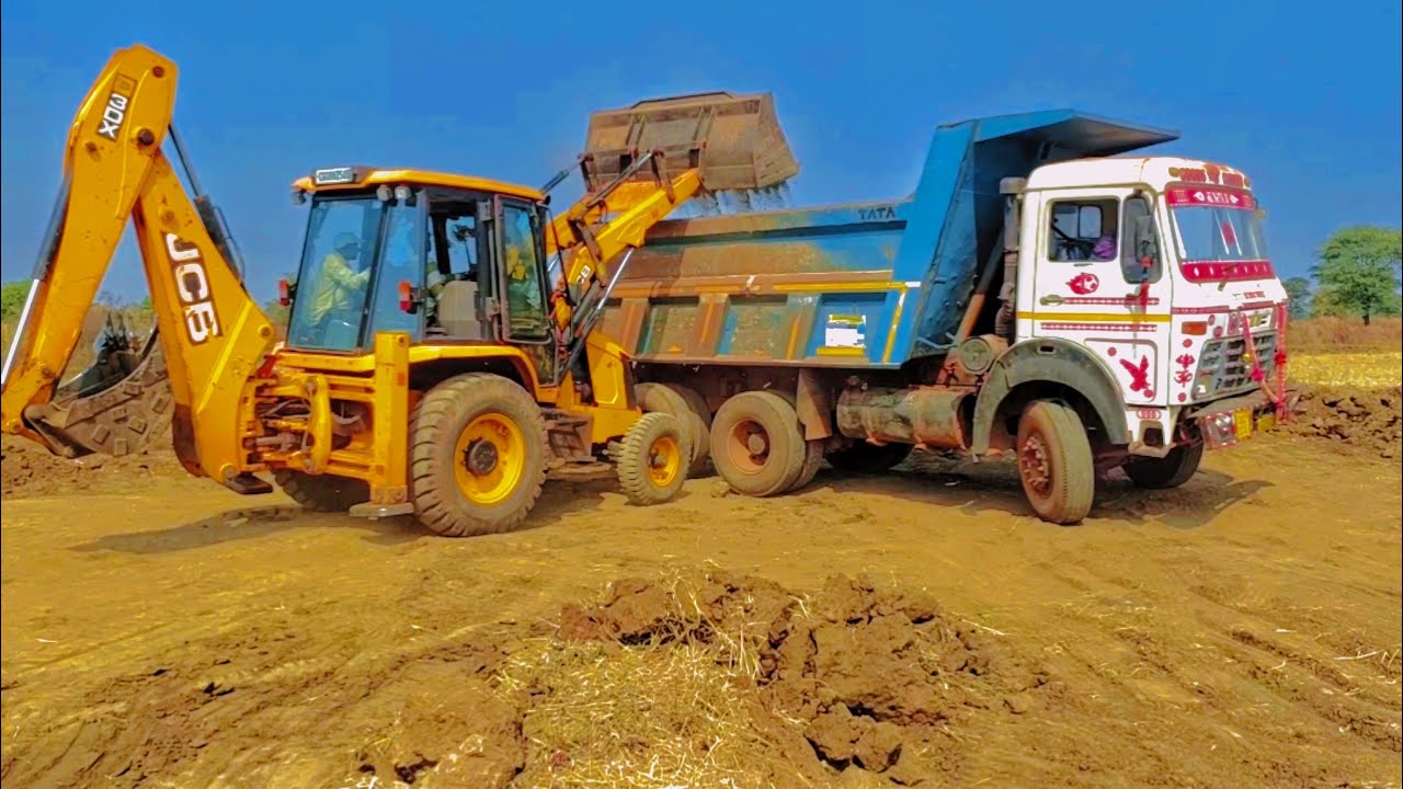 Jcb 3dx loading dumper truck 🚛 full action video l indian construction #jcb #dozer #jcbbaba
