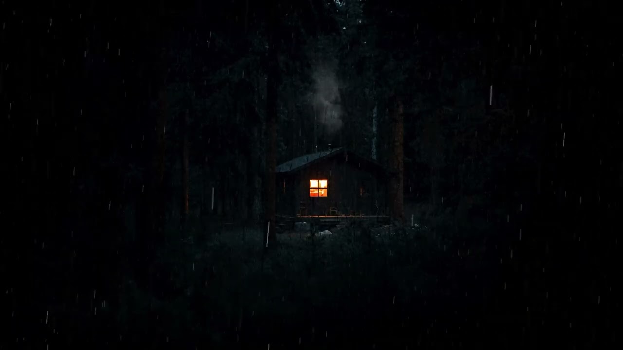 Deep Sleep & Relaxing Ambience in the Dark Forest 🌧️ Cozy Cabin Rain & Thunder at Night
