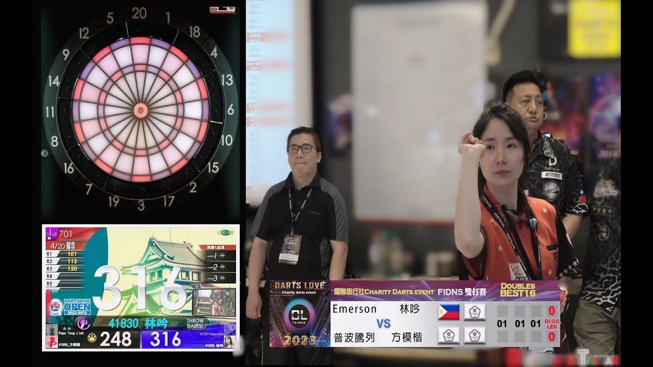2023 DARTS LOVE 公益慈善飛鏢賽 FIDNS 雙打賽 BEST 16 普波騰列 PUPO 方模楷 VS  Erick Emerson  林吟UNA