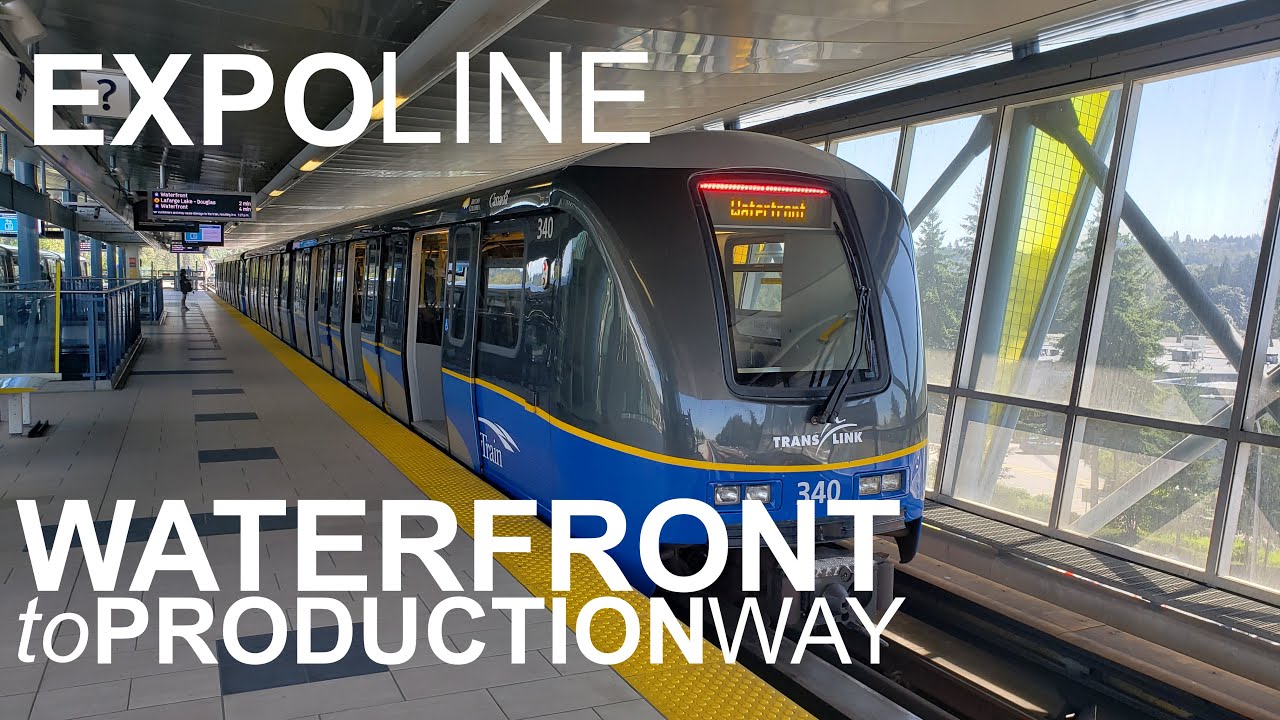 Complete Real Time SkyTrain Ride - Expo Line from Waterfront to Production Way-University