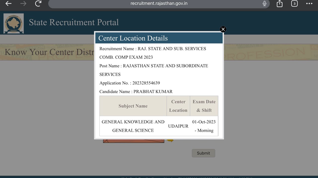 Rpsc RAS  admit card 2023