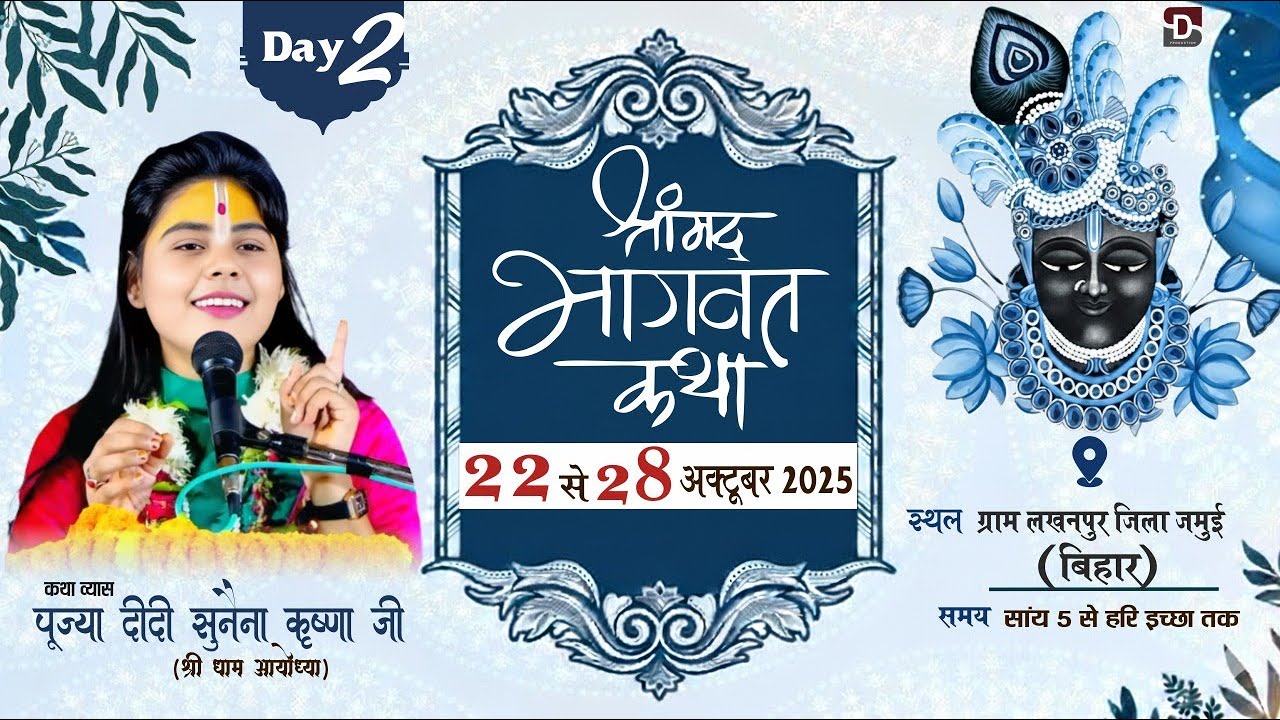 LIVE🔴DAY 02 Shrimad Bhagwat Katha//Sunaina Krishhna ji  लखनपुर जिला जमुई   ( बिहार ) श्रीधाम अयोध्या