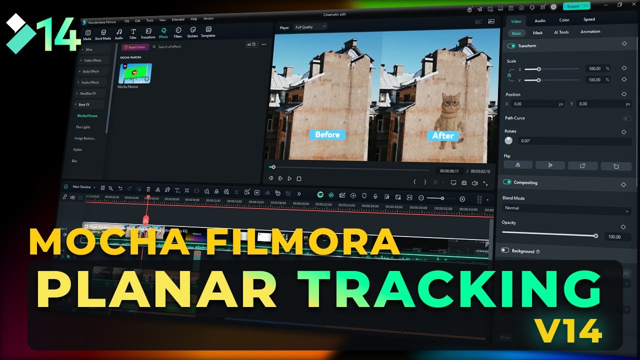 Planar Tracking in Filmora | Mocha Motion Tracking Tutorial (Boris FX)