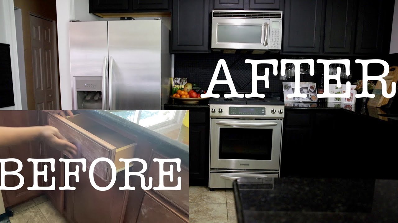 PAINTING KITCHEN CABINETS BLACK  | HOME RENOVATION #4