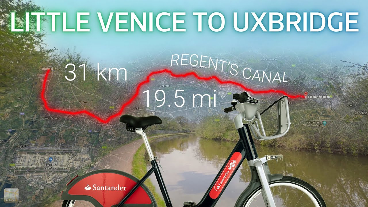 🇬🇧 31km Cycling Tour in London | Little Venice to Uxbridge | 4K | UK