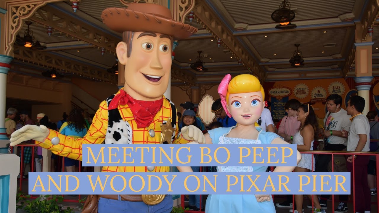 Meeting Bo Peep and Woody on Pixar Pier - Disneyland Resort