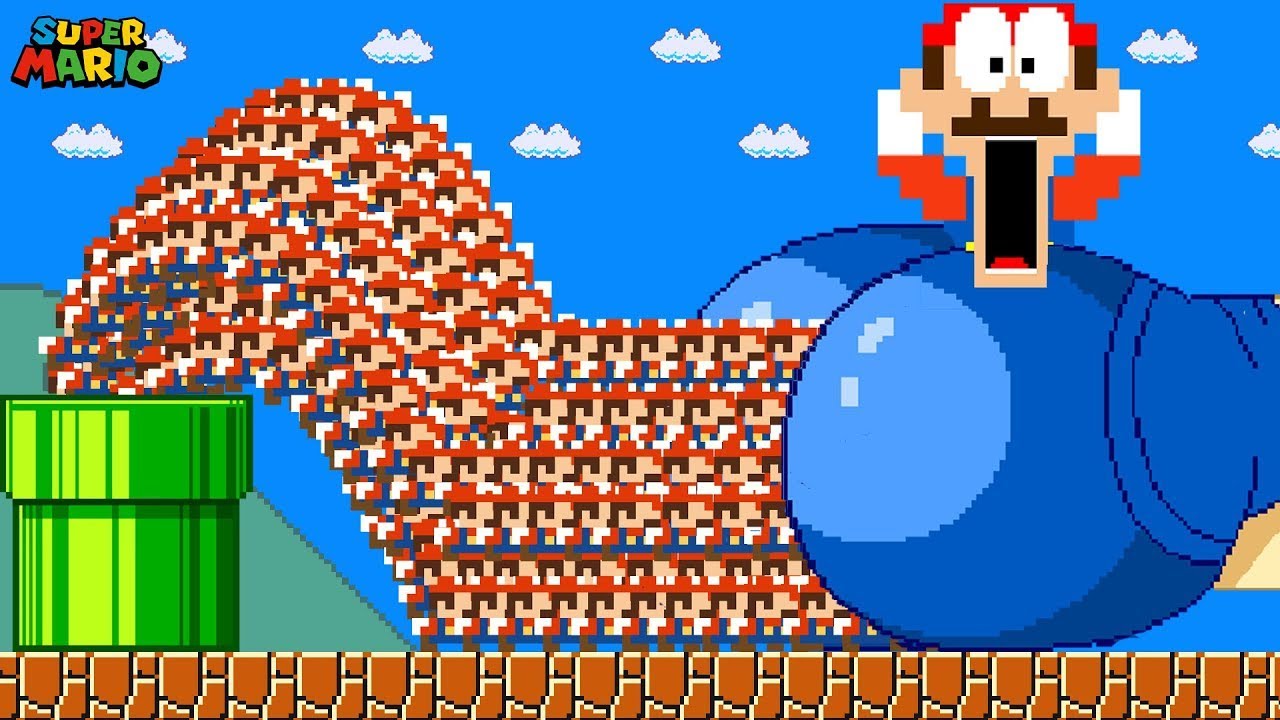 Super Mario Bros. but Mario and 999 Tiny Mario get INSIDE Mario to rescue Tiny Peach